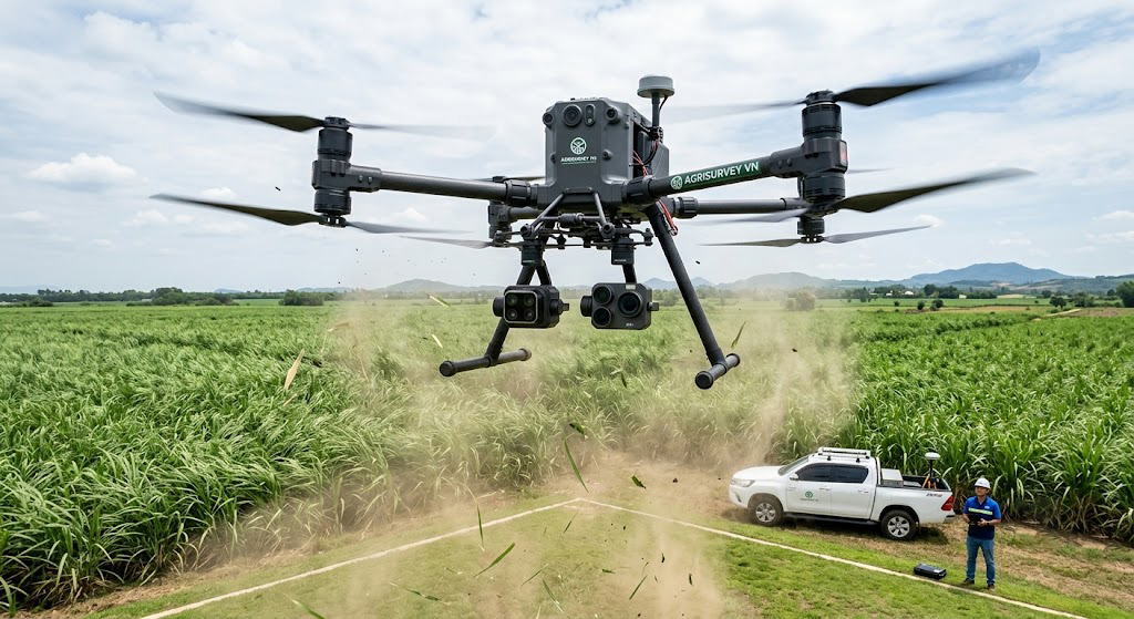 Flycam UAV RTK & LiDAR 2026: Lập Bản Đồ Địa Hình Vùng Mía, Khoai Mì Tây Ninh Chính Xác Tuyệt Đối – Tiết Kiệm 60% Chi Phí Khảo Sát